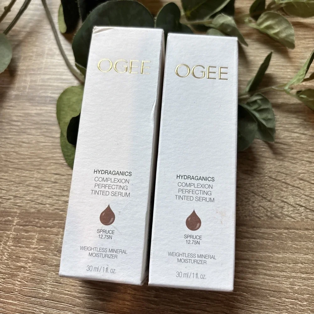 NEW LOT OF 2 OGEE Hydraganics Complexion Perfecting Tinted Serum Spruce 1 fl oz